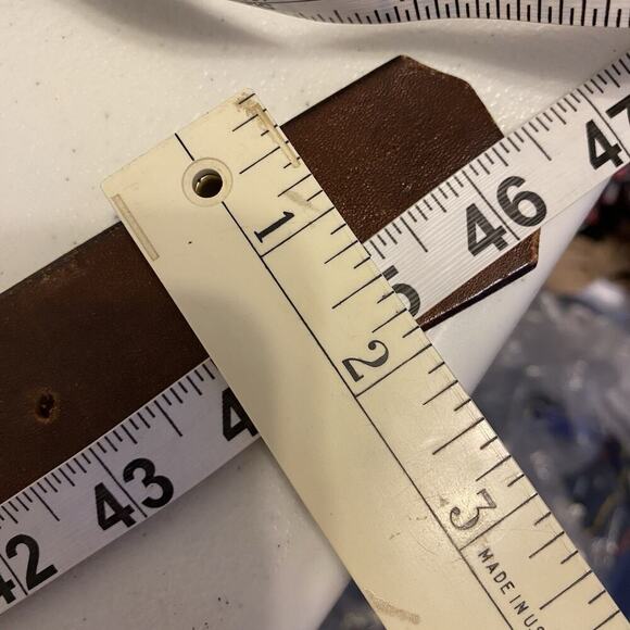 Vtg Leather Belt W/ 1979 Raintree Dalmatian Buckle Hand Tooled Made USA 46” Long main image 4